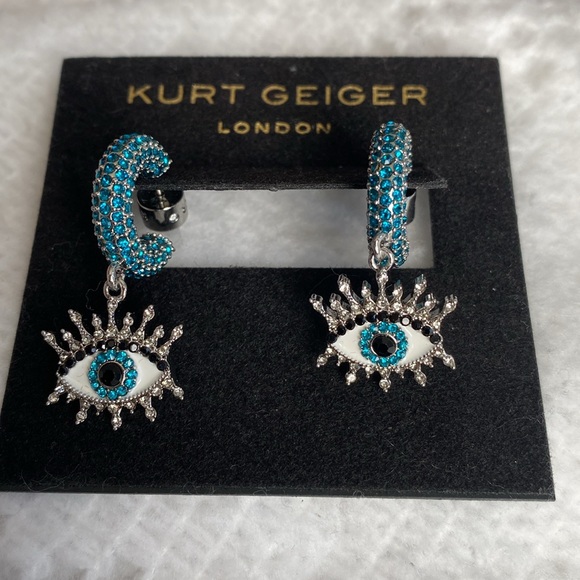 🌈KURT GEIGER LONDON Evil Eye Crystal Drop Earrings - Picture 1 of 7